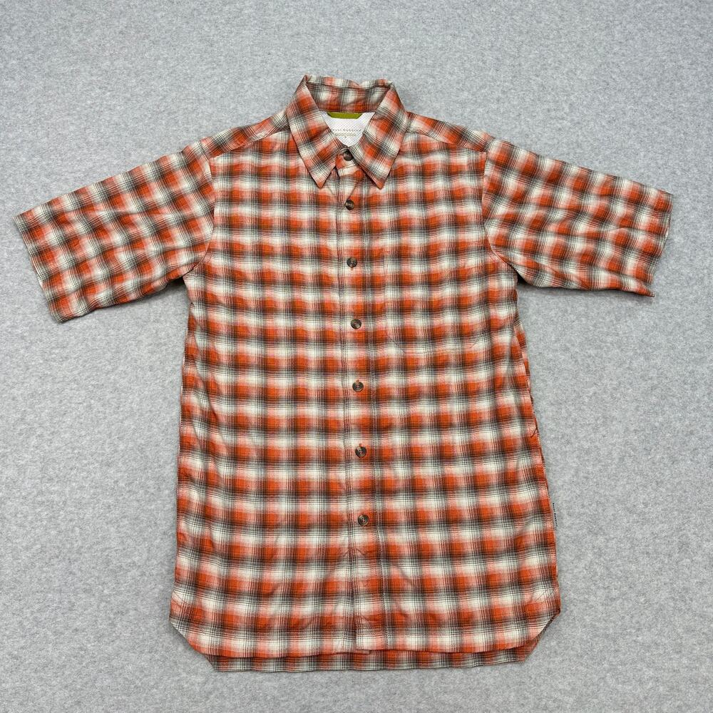 Royal Robbins Shirt SZ S Orange Plaid Short Sleeve Button Up Outdoor Utilitycore